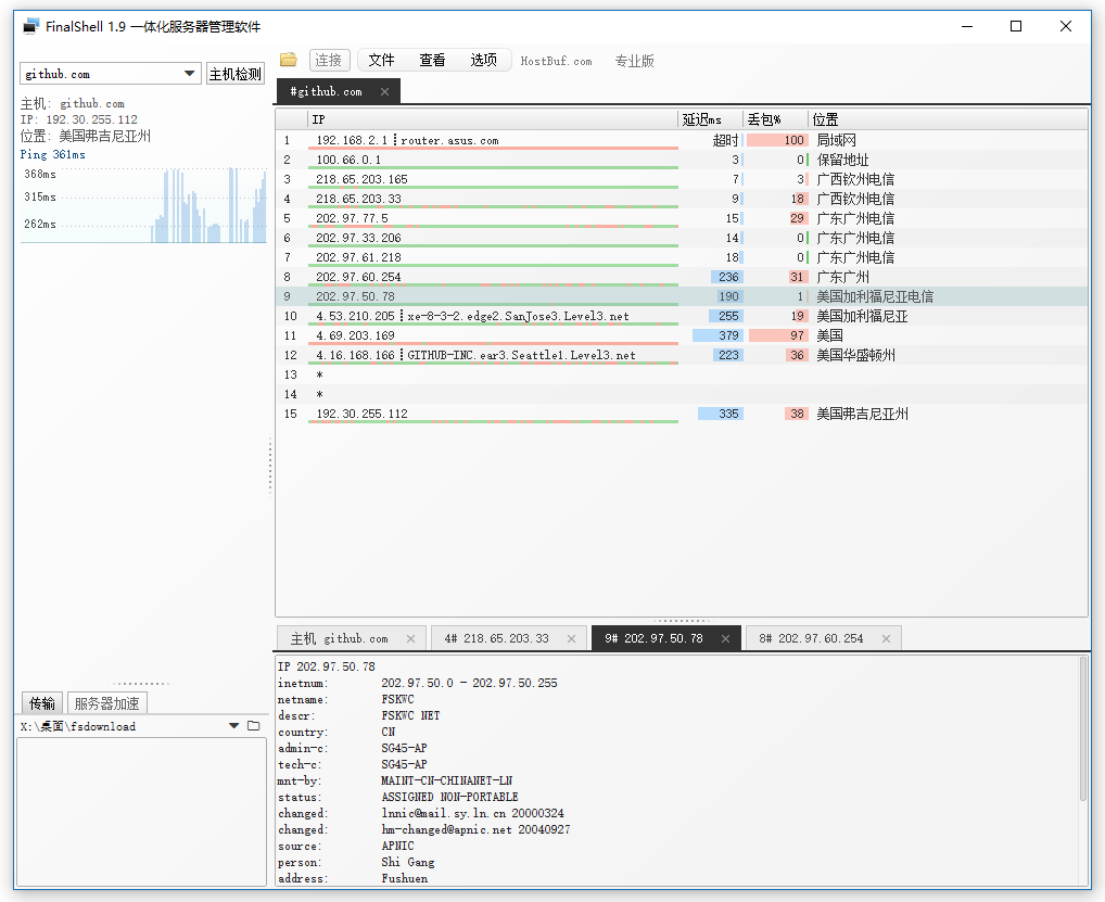 FinalShell 服务器管理工具仪表盘界面